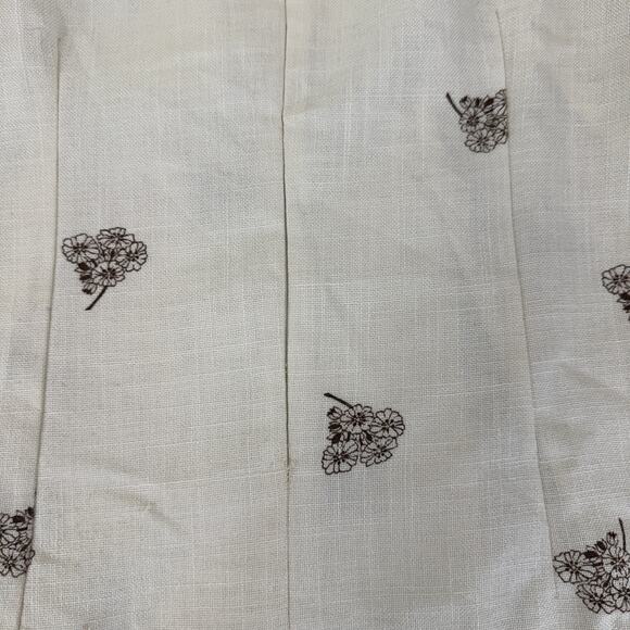 Vintage 1970s Linen Bow Collar Dress with Brown Floral Print – Size M - Picture 15 of 16